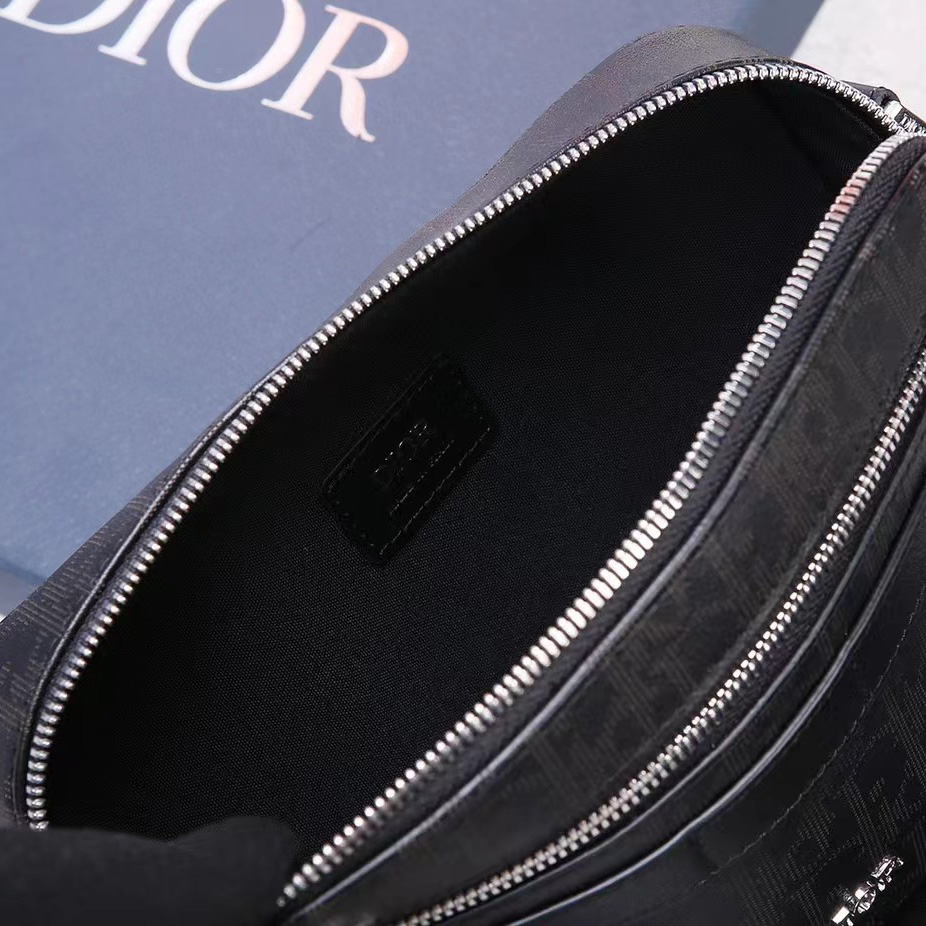 CHRISTIAN DIOR Calfskin Perforated Oblique Galaxy Messenger Pouch